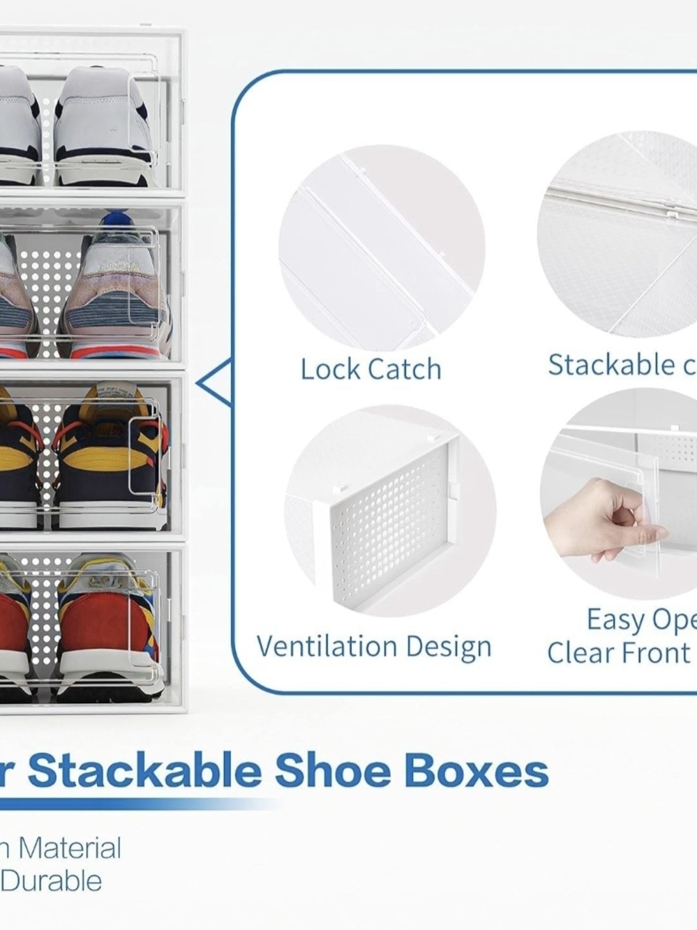 24 Modular White Frame Clear Shoe Storage Boxes - Picture 3 of 6